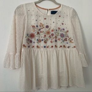 Embroidered Peplum Top